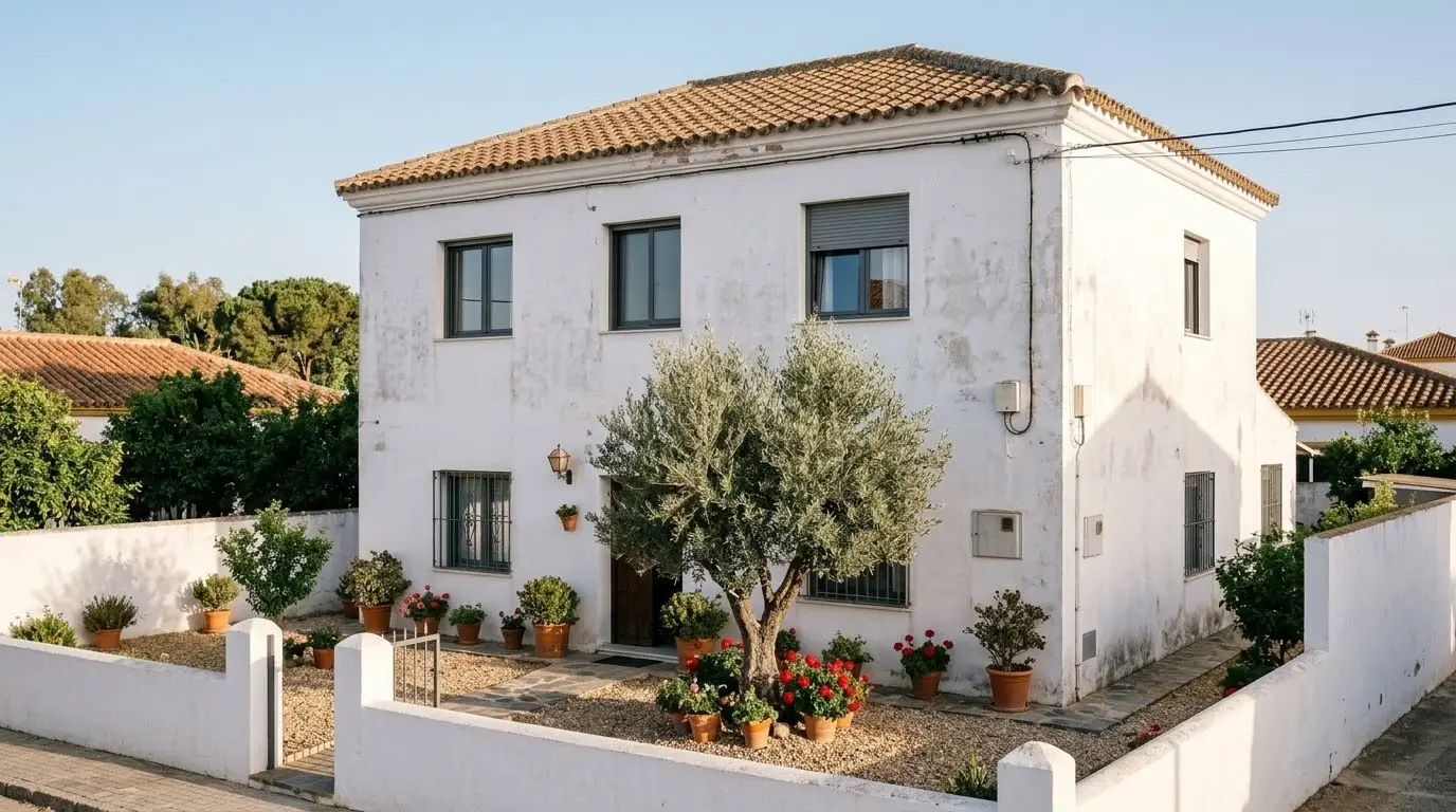 Ventanas correderas de aluminio gris antracita en la fachada blanca de una casa con persianas